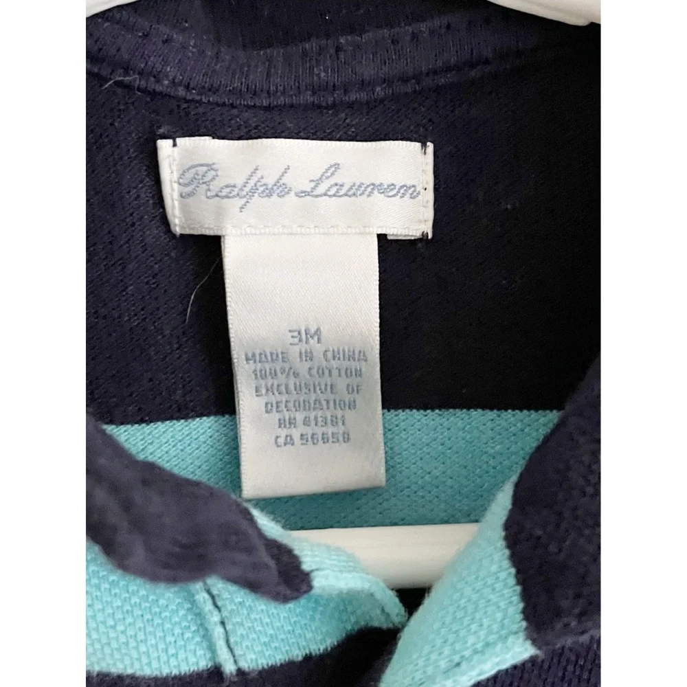 Ralph Lauren navy blue striped one piece romper 3 months